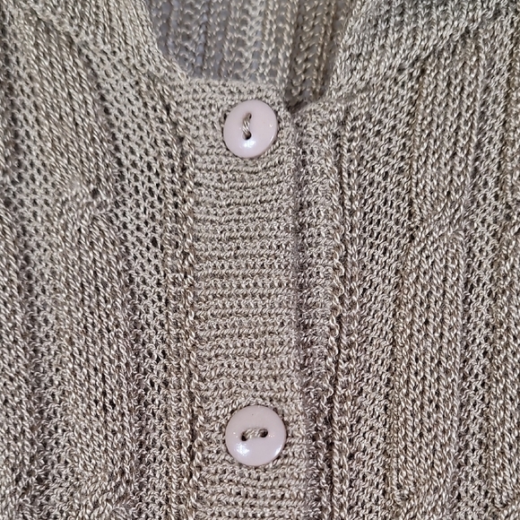 Vintage Crochet Chunky Knit Women Cardigan Size S Brown Button Up Cottage Preppy - Picture 6 of 12